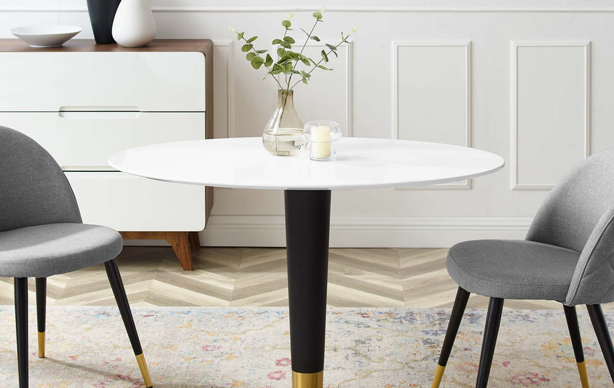 Larch 42" Oval Dining Table in Gold White
