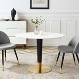 Larch 42" Oval Dining Table in Gold White