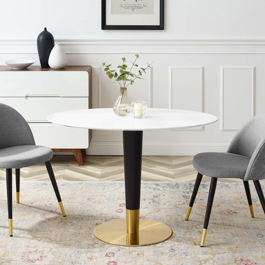 Larch 42" Oval Dining Table in Gold White