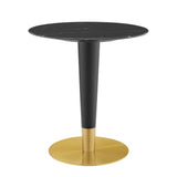 Larch 28" Artificial Marble Dining Table in Gold Black