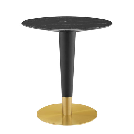 Zinque 28" Artificial Marble Dining Table in Gold Black