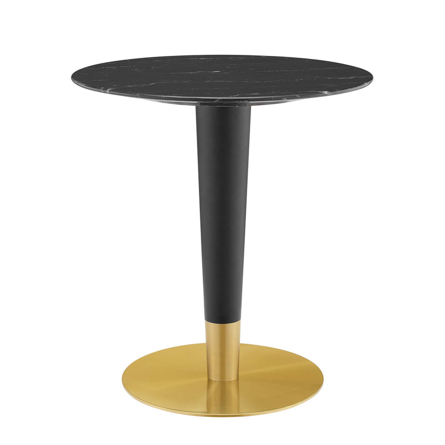 Larch 28" Artificial Marble Dining Table in Gold Black