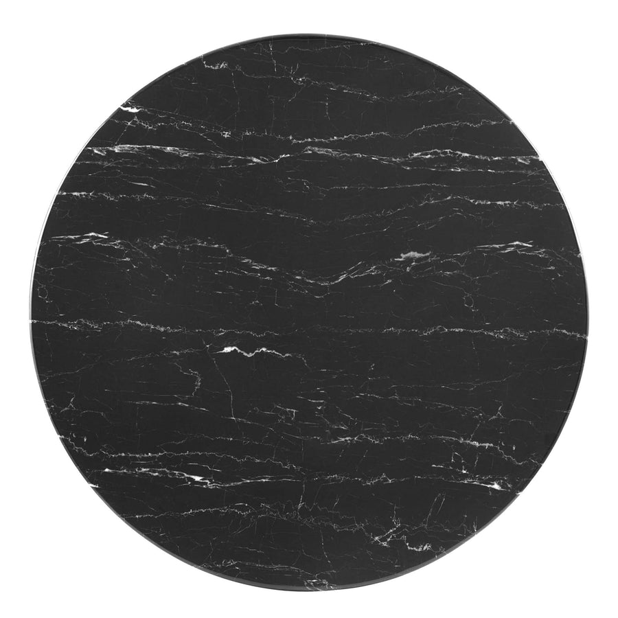 Larch 28" Artificial Marble Dining Table in Gold Black