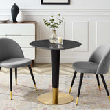 Larch 28" Artificial Marble Dining Table in Gold Black