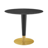 Larch 36" Artificial Marble Dining Table in Gold Black