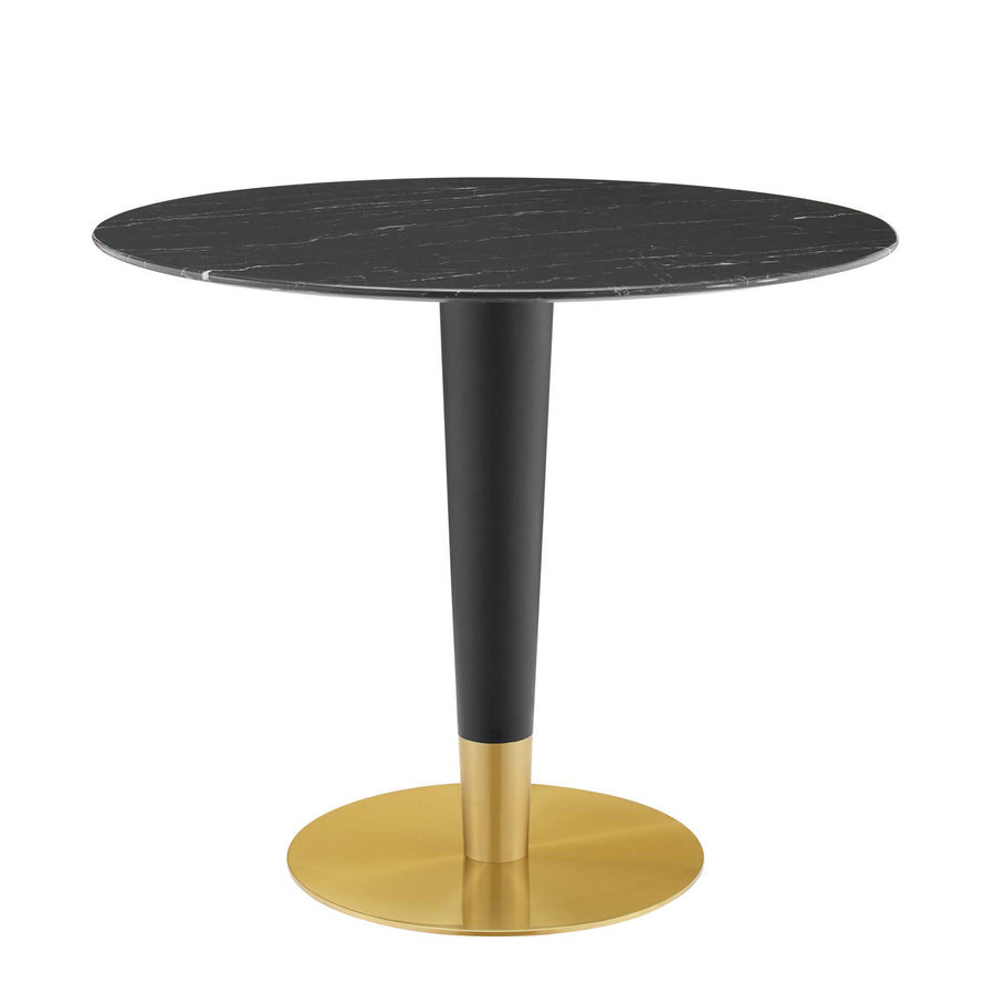 Larch 36" Artificial Marble Dining Table in Gold Black
