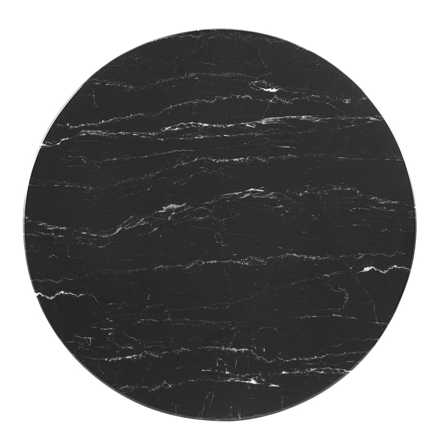 Larch 36" Artificial Marble Dining Table in Gold Black