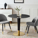 Larch 36" Artificial Marble Dining Table in Gold Black