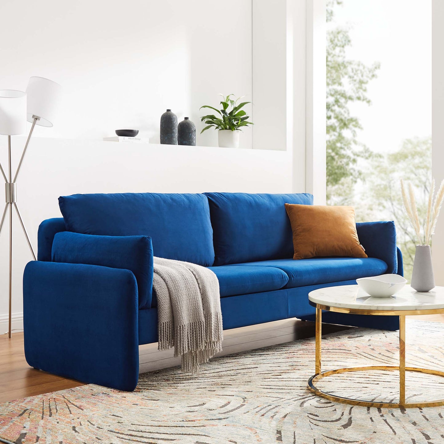 Indicate Performance Velvet Sofa by Furniture for America