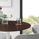 Lumen 28" Round Wood Dining Table in White Cherry Walnut