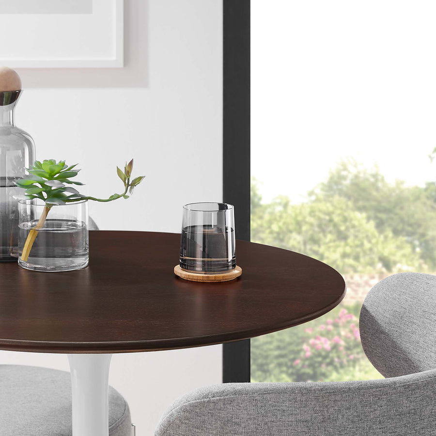 Lumen 28" Round Wood Dining Table in White Cherry Walnut