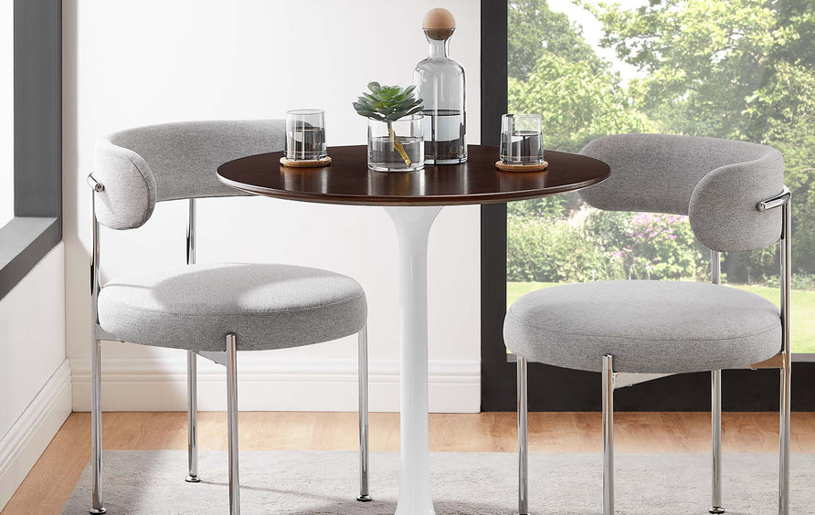 Lumen 28" Round Wood Dining Table in White Cherry Walnut