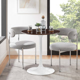 Lumen 28" Round Wood Dining Table in White Cherry Walnut