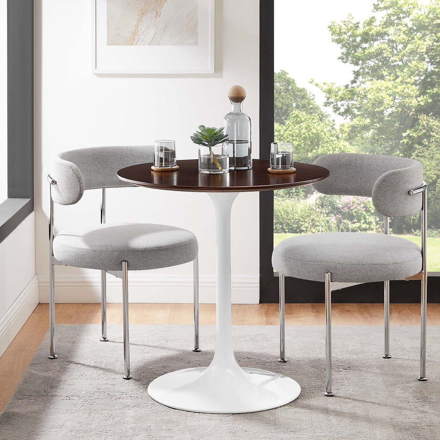 Lumen 28" Round Wood Dining Table in White Cherry Walnut