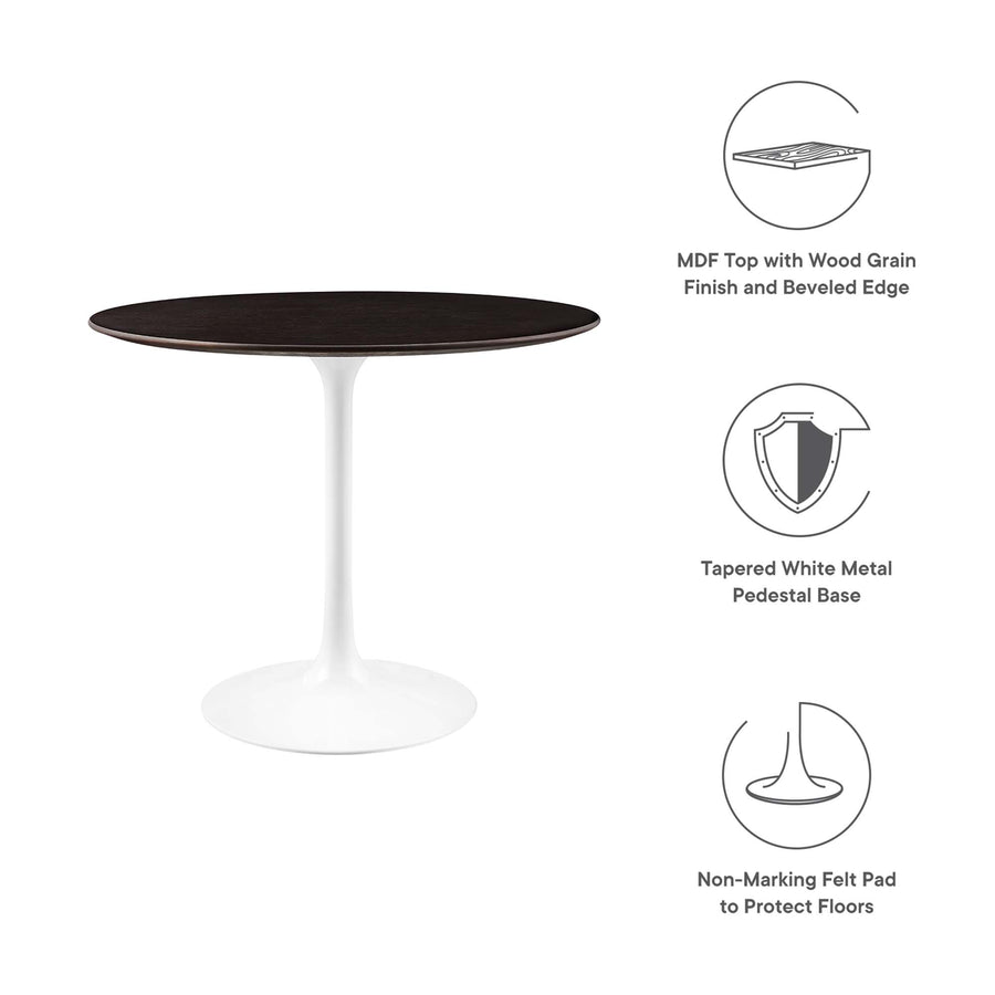 Lumen 36" Round Wood Dining Table in White Cherry Walnut