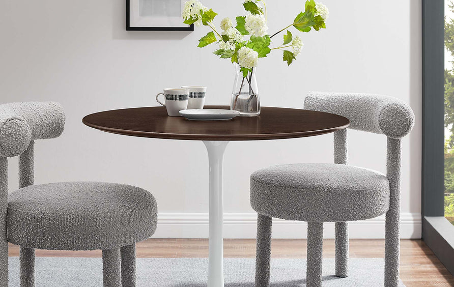 Lumen 36" Round Wood Dining Table in White Cherry Walnut