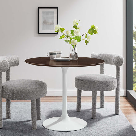 Lippa 36" Round Wood Dining Table in White Cherry Walnut