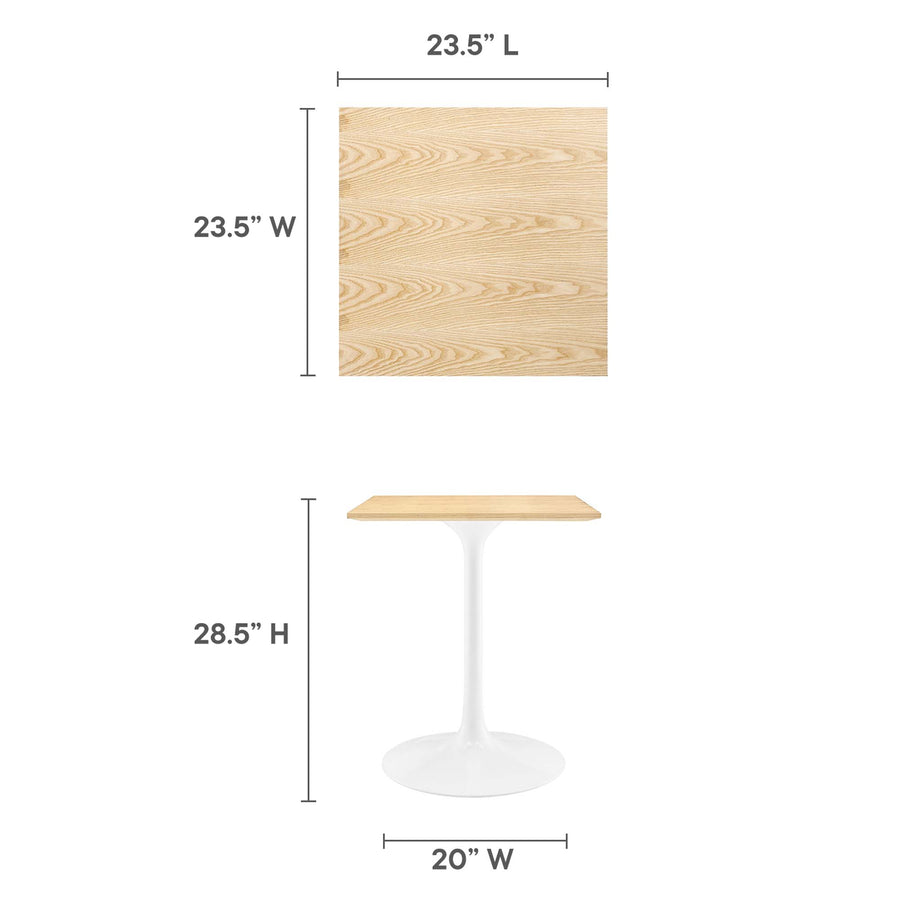 Lumen 24" Square Wood Dining Table in White Natural