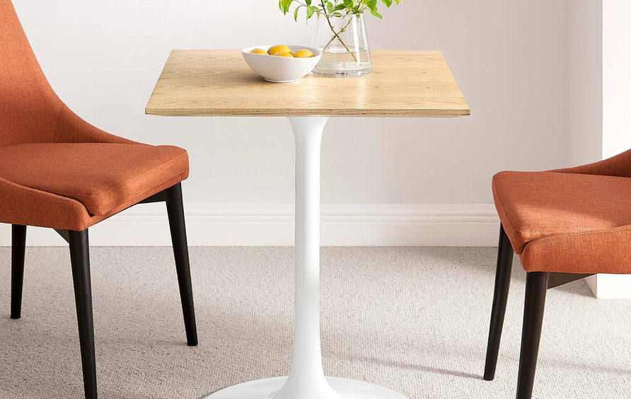 Lumen 24" Square Wood Dining Table in White Natural
