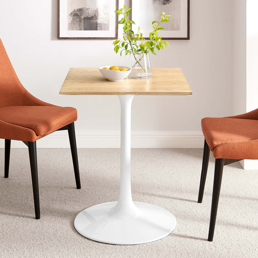 Lumen 24" Square Wood Dining Table in White Natural