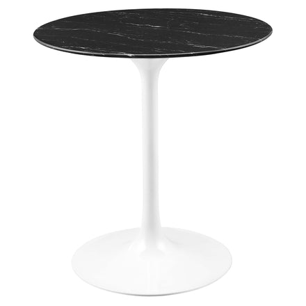 Lippa 28" Round Faux Marble Dining Table in White Black