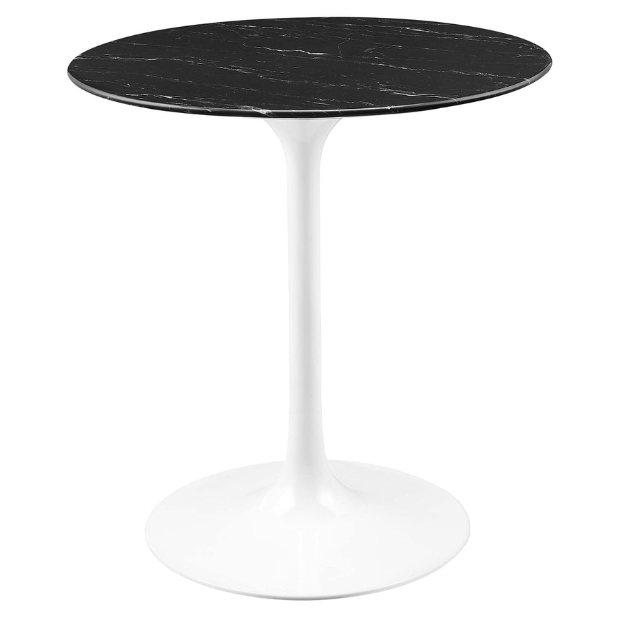 Lumen 28" Round Faux Marble Dining Table in White Black