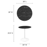 Lumen 28" Round Faux Marble Dining Table in White Black