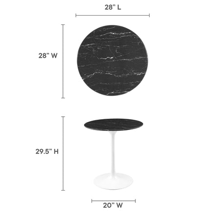 Lippa 28" Round Faux Marble Dining Table in White Black