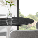 Lumen 28" Round Faux Marble Dining Table in White Black