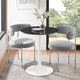Lumen 28" Round Faux Marble Dining Table in White Black