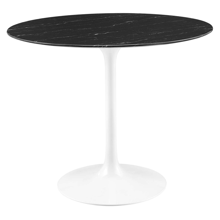 Lumen 36" Round Faux Marble Dining Table in White Black