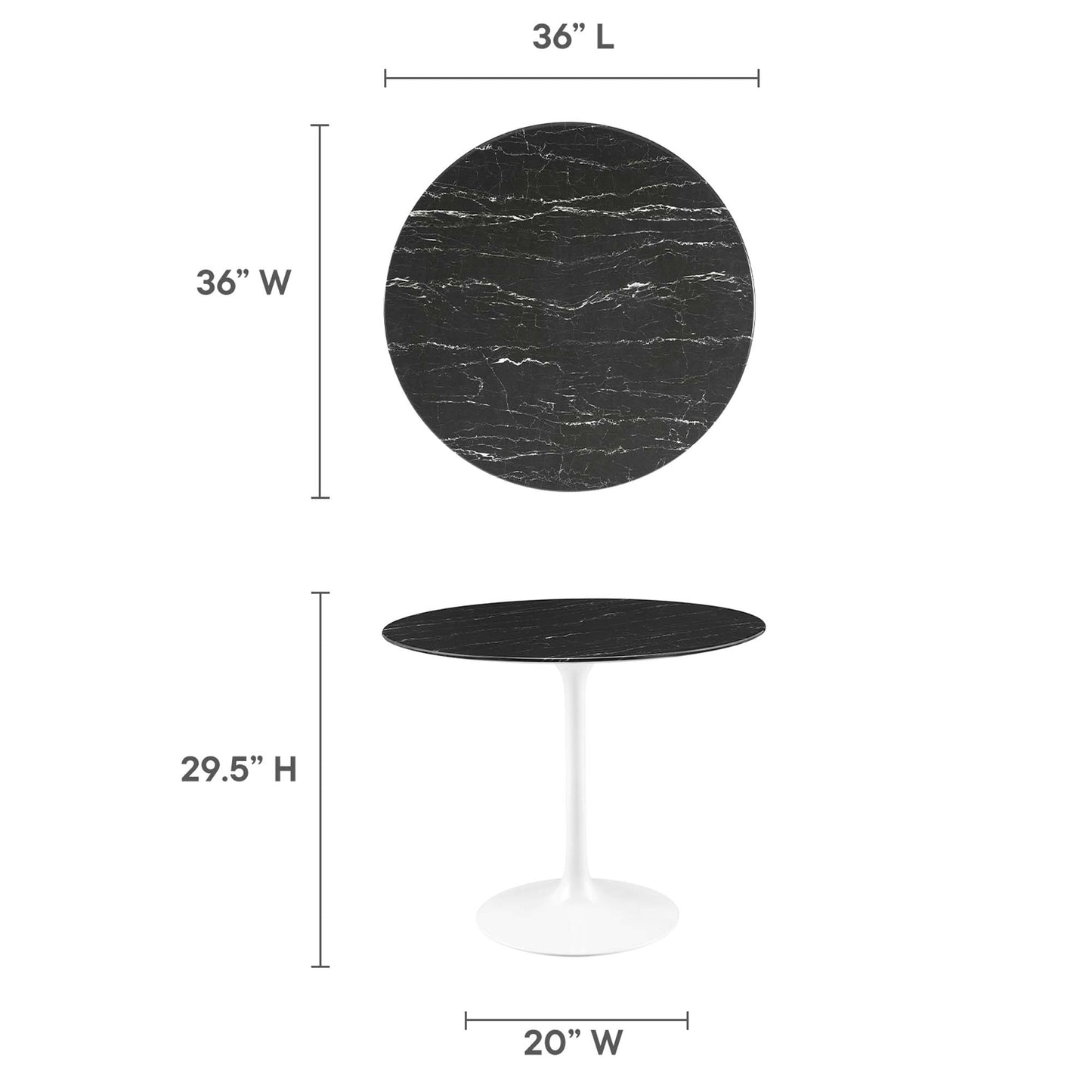 Lippa 36" Round Faux Marble Dining Table by Furniture For America