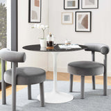 Lumen 36" Round Faux Marble Dining Table in White Black