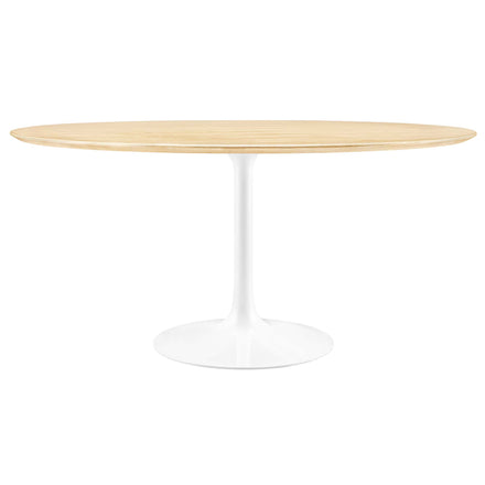 Lippa 60" Round Wood Dining Table in White Natural