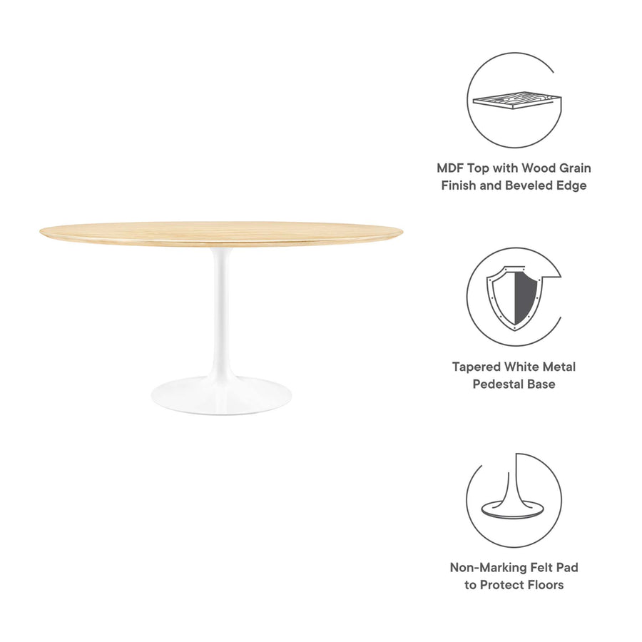Lumen 60" Round Wood Dining Table in White Natural