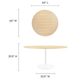 Lumen 60" Round Wood Dining Table in White Natural