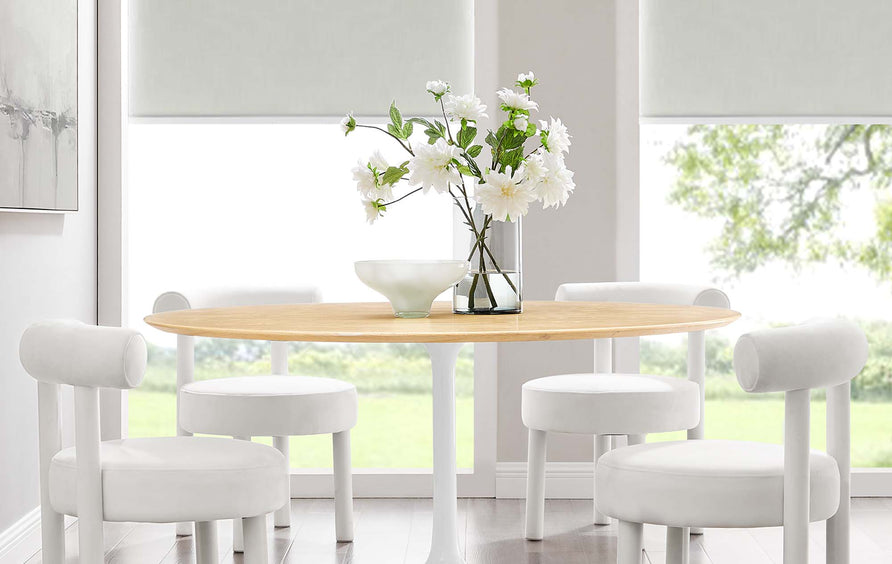 Lumen 60" Round Wood Dining Table in White Natural