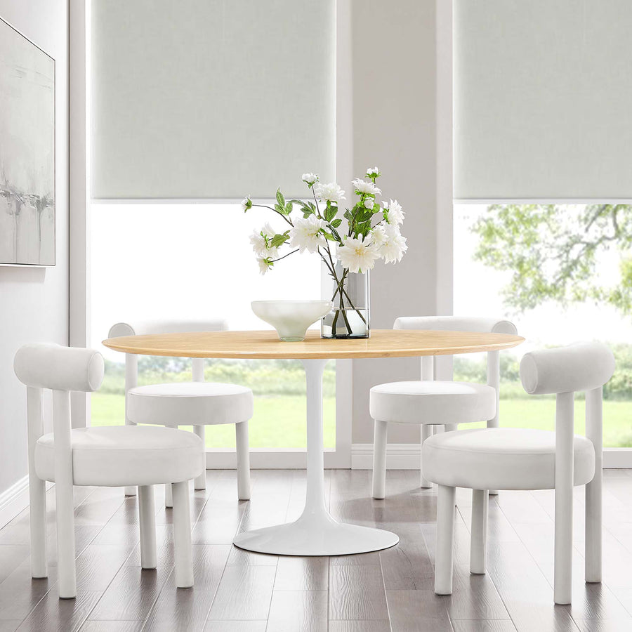 Lumen 60" Round Wood Dining Table in White Natural