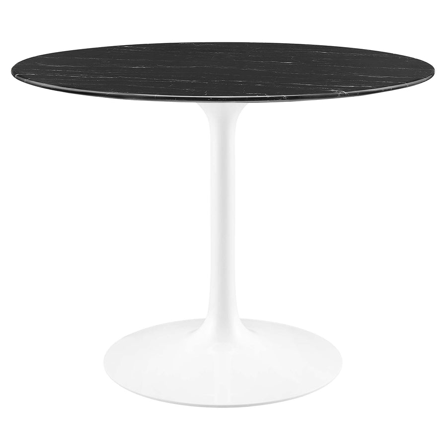 Lumen 40" Round Faux Marble Dining Table in White Black