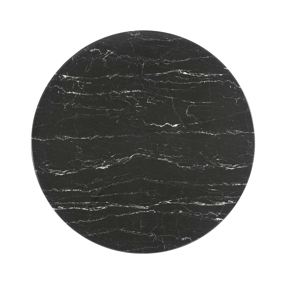 Lumen 40" Round Faux Marble Dining Table in White Black