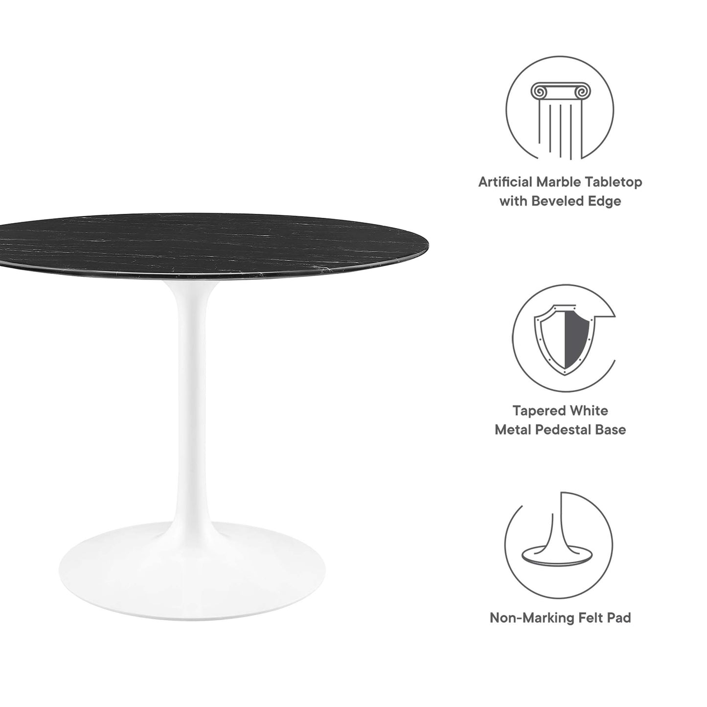 Lippa 40" Round Faux Marble Dining Table by Furniture For America