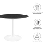 Lumen 40" Round Faux Marble Dining Table in White Black
