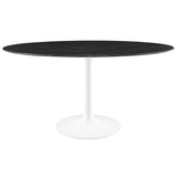 Lumen 60" Round Faux Marble Dining Table in White Black