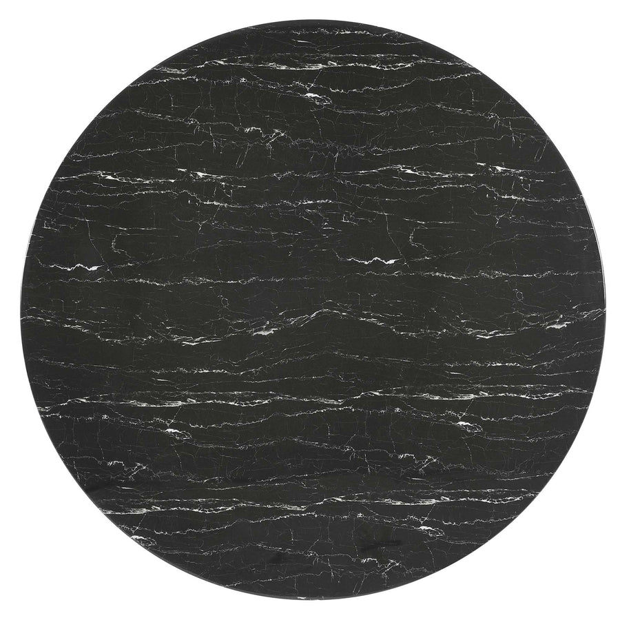 Lumen 60" Round Faux Marble Dining Table in White Black