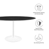 Lumen 60" Round Faux Marble Dining Table in White Black