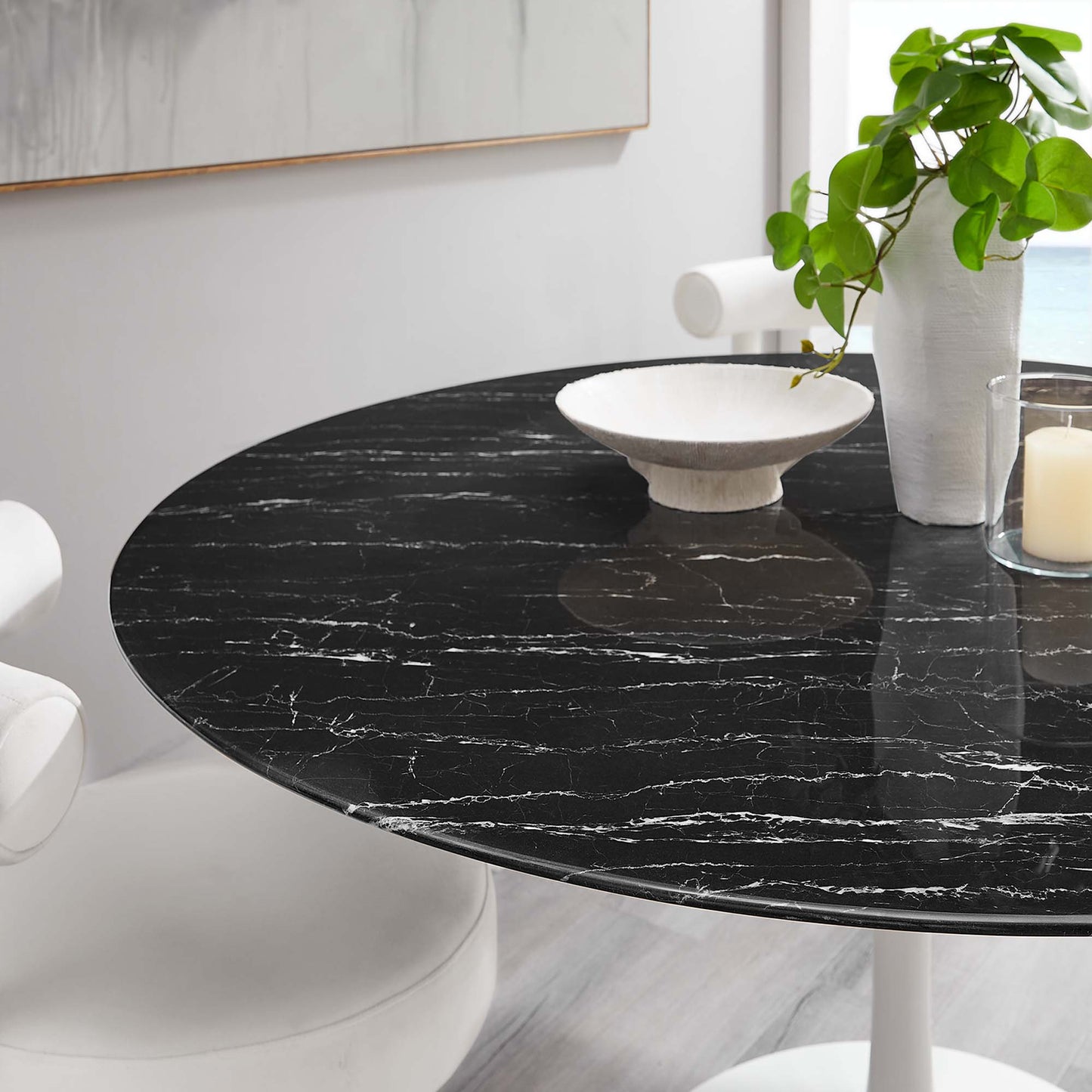 Lippa 60" Round Faux Marble Dining Table by Furniture For America