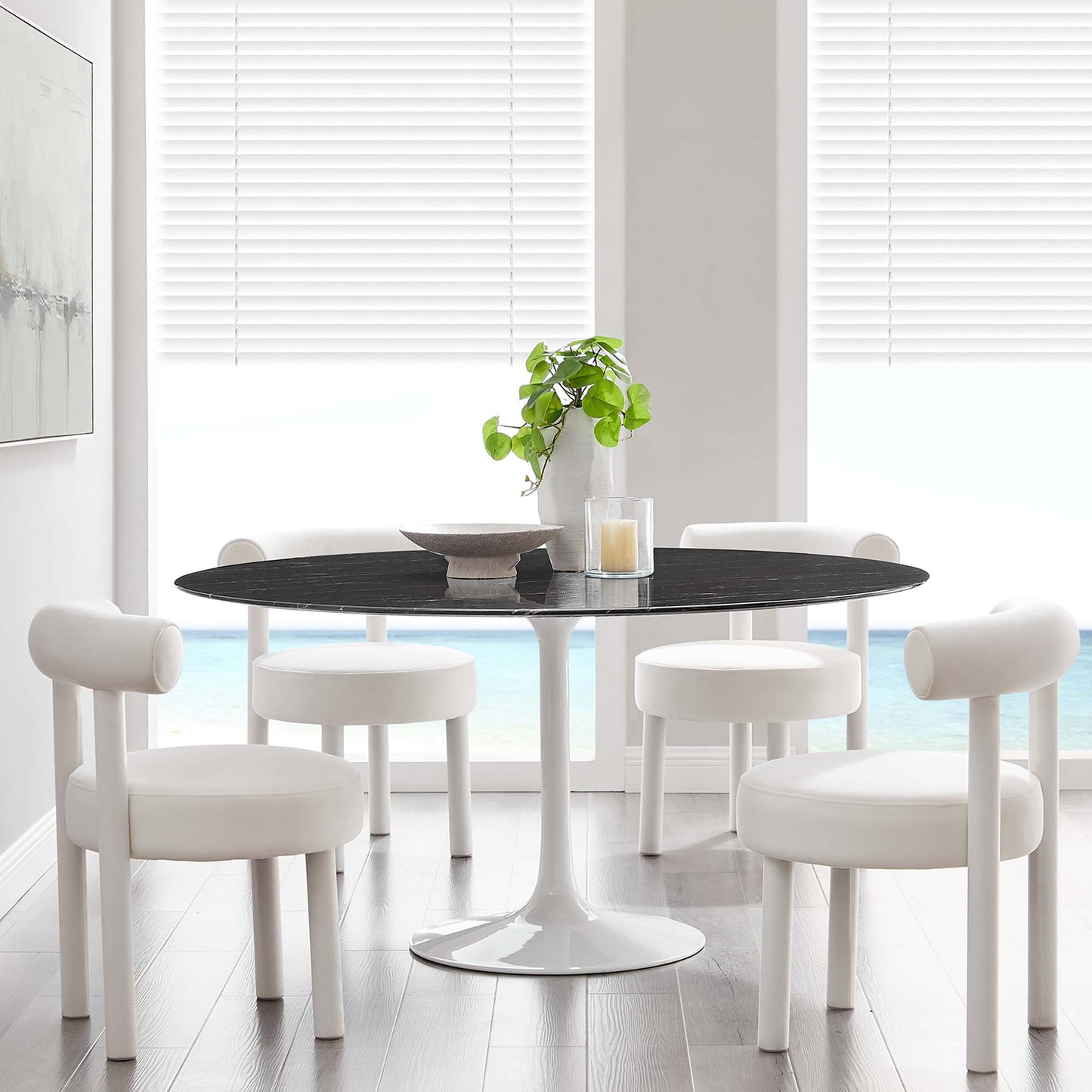 Lippa 60" Round Faux Marble Dining Table by Furniture For America