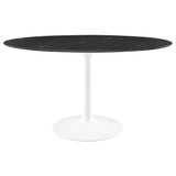 Lumen 54" Oval Faux Marble Dining Table in White Black