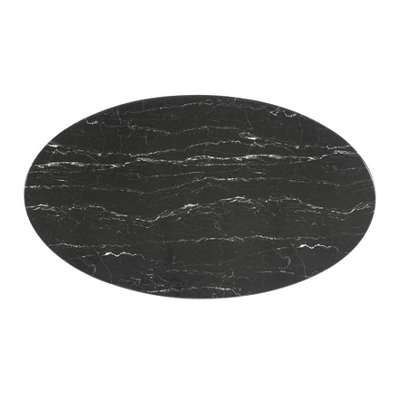 Lippa 54" Oval Faux Marble Dining Table in White Black
