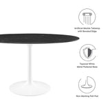 Lumen 54" Oval Faux Marble Dining Table in White Black